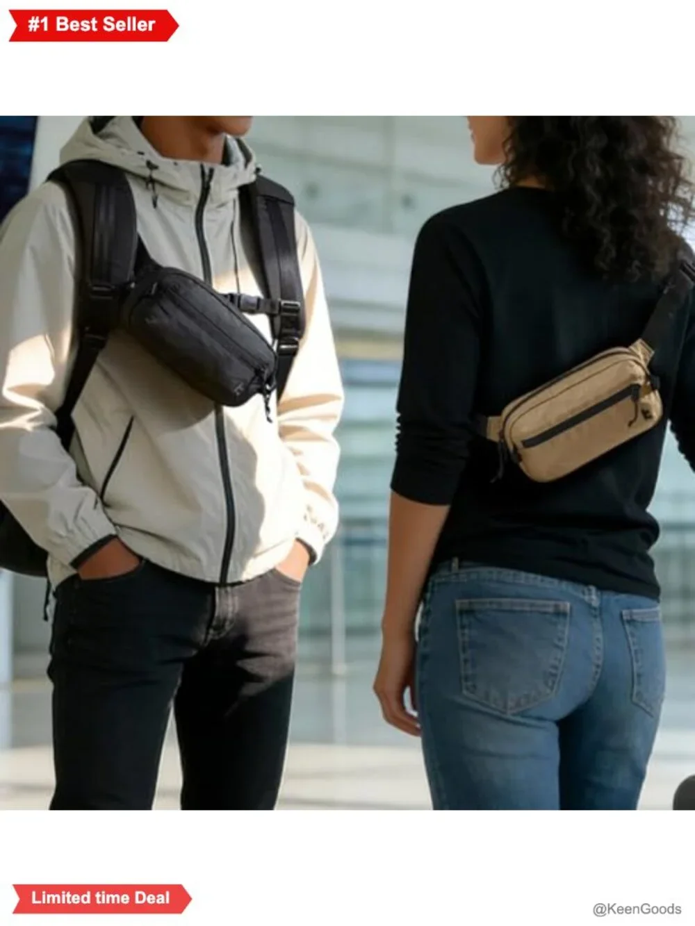 tomtoc 1.5L Sling Bag RFID Blocking Crossbody Chest Pack Water-Resistant Nylon